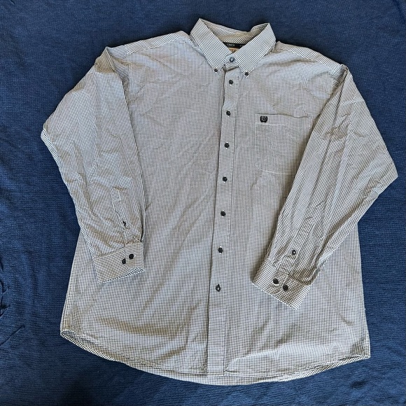 Cinch Black and White Mini Plaid Long Sleeve Button Down - Picture 1 of 8